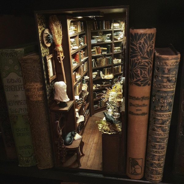 Magisches Hexenkabinett Miniatur Diorama Maßstab 1:12 Book Nook Shelf Insert Dekoration Bücherregal