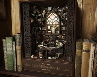 Décoration d'étagère de coin de livre universitaire sombre, tour magique, pour les amateurs de livres, Diorama 1:12, décoration d'étagère de salon