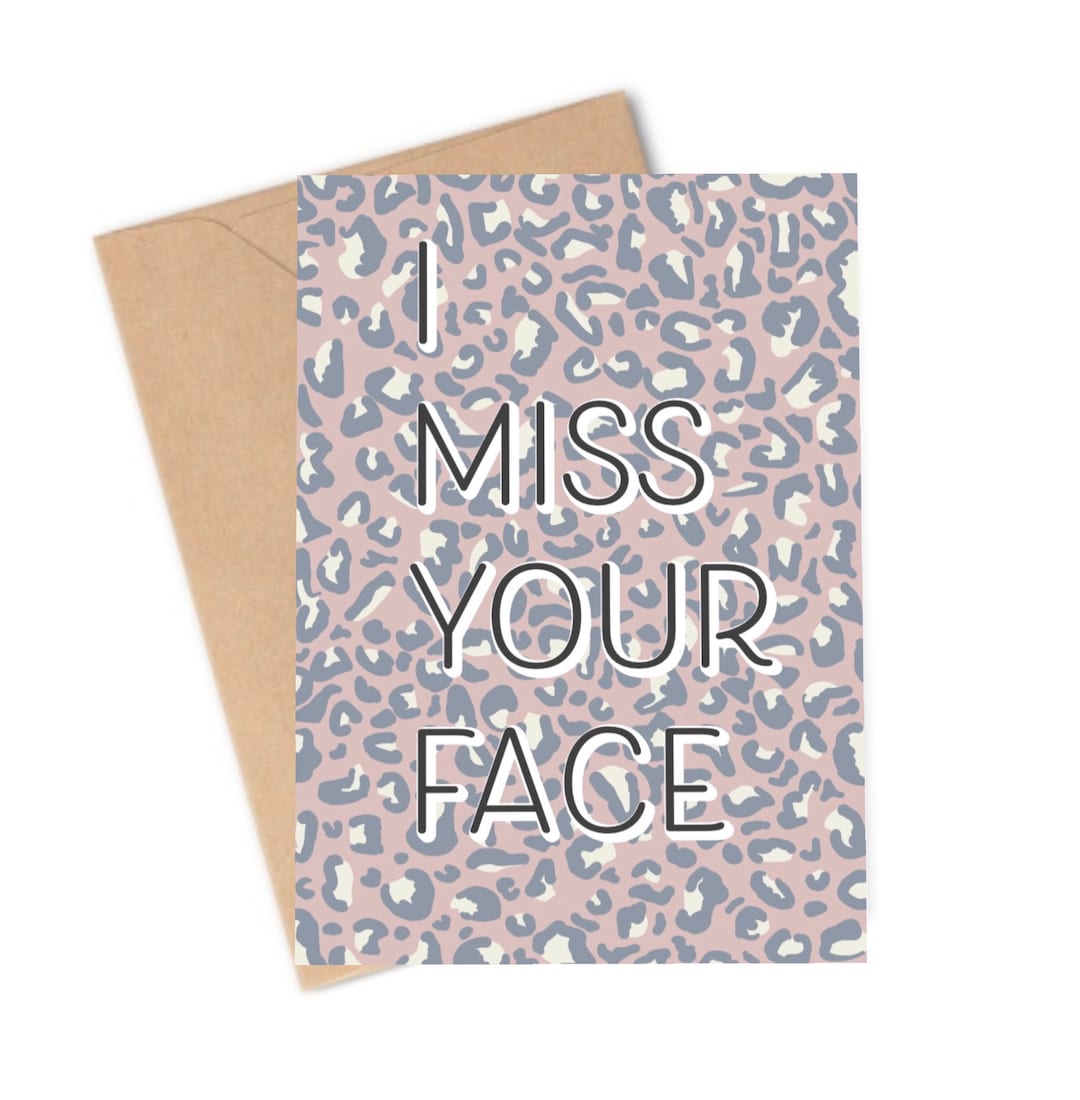 Pastel Leopard Print A6 Postcard With Envelopes I Miss Your Face Cute - Etsy