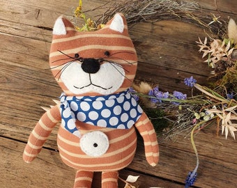 Tomcat/cat Heinrich small stuffed animal lucky charm worry eater cuddly sweet, striped, red, orange ginger, handmade cheeky tabby