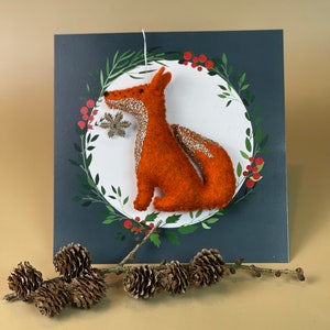 Zorro decoración del árbol de Navidad decoración navideña etiqueta de regalo fieltro Adviento hecho a mano decoración dulce elegante moderno lindo imagen 8
