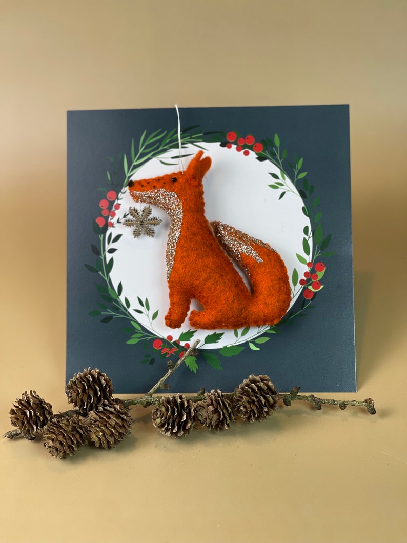 Zorro decoración del árbol de Navidad decoración navideña etiqueta de regalo fieltro Adviento hecho a mano decoración dulce elegante moderno lindo imagen 8
