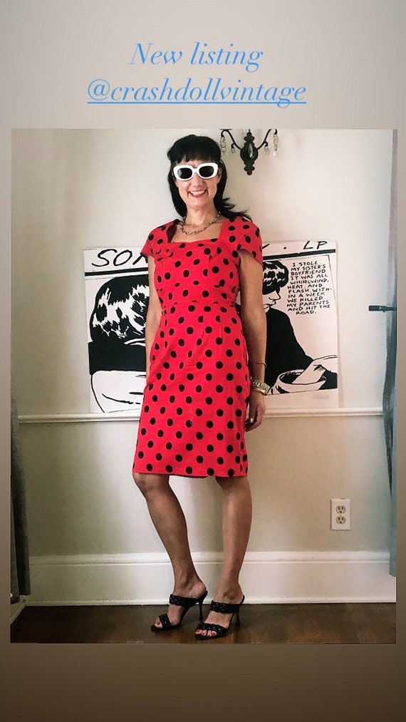 Vintage Red with Black Polka Dots Dress