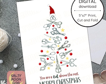 Christmas Card for Hairdresser or Barber, Festive Thank You Hair Stylist, Christmas Card for Barber, Friend, Digital Download LJ0301