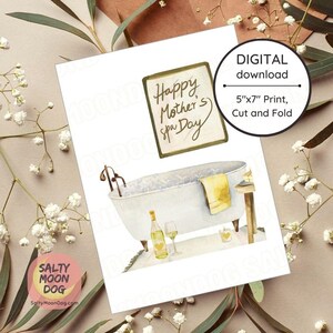 carte pour la fête des mères | Carte de jour au spa pour maman | Carte mère imprimable | Parfait pour la Fête des Mères | Carte imprimable à téléchargement immédiat LJ0119