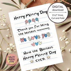 Cartão de Dia das Mães para Imprimir / Cartão de Crianças / Cartão Engraçado para Mãe / Cartão de Saudações / Cartão para Mãe / Para Imprimir / Baixar Cartão LJ0256