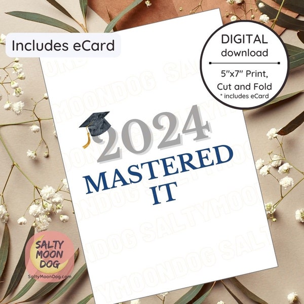 2024 Masters Degree Card | Masters Graduation | Masters Degree pun card | college grad | congratulations graduate | Download Printable 23416