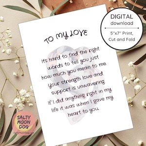 Carte d'anniversaire intemporelle, carte d'amour pour lui, carte pour elle, carte Je t'aime, carte de petit ami, Saint Valentin, carte imprimable LJ0293