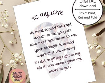 Tarjeta de aniversario atemporal, tarjeta de amor para él, tarjeta para ella, tarjeta de "Te amo", tarjeta para novio, día de San Valentín, tarjeta imprimible LJ0293