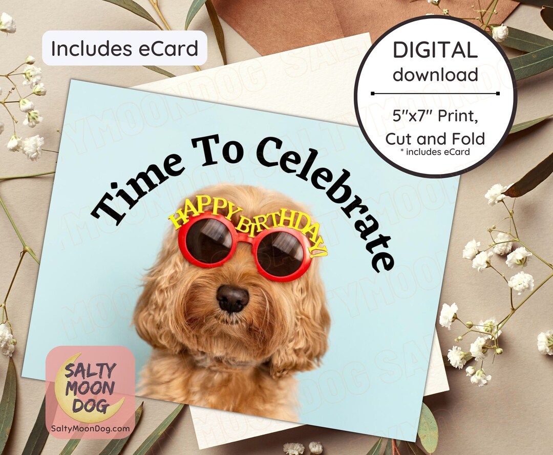 Printable Dog Birthday Card, Printable Birthday Card Funny, Digital ...