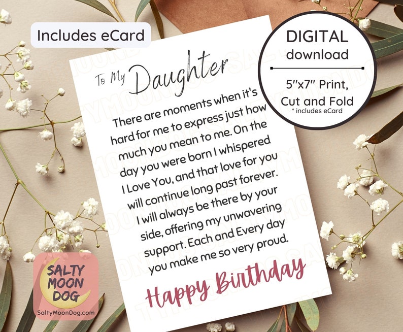 Happy Birthday Daughter Wooden Botanical Card - View #13