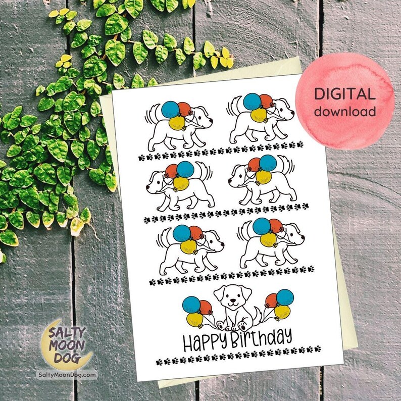 Printable Birthday Card - Birthday Card Printable - Dog Bringing ...
