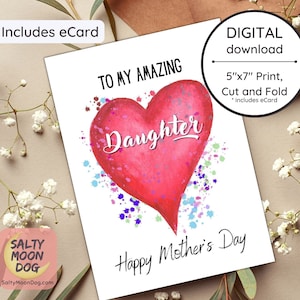 Mother's Day Card for Daughter / Amazing Daughter Mothers Day Card / Happy Mother's Day / Card for Daughter / Download Card 23418