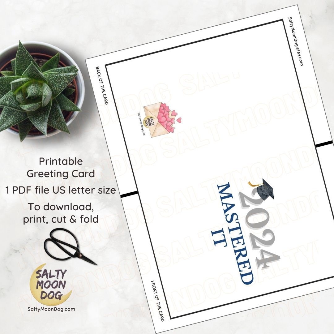 2024 Masters Degree Card Masters Graduation Masters Degree Pun Card College Grad Congratulations ...