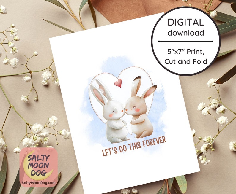 Your A Capable Rabbit Bunny Love Card / Youre My Favorite Rabbit / Valentines Day Card / I ...
