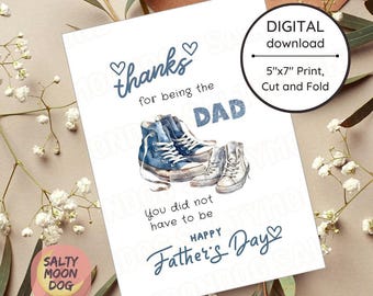 Tarjeta divertida para el Día del Padre para el padrastro, cumpleaños del papá adoptivo (descarga digital)