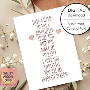 Love Card, Valentines Card, Greeting Cards, Digital Printable Anniversary Card, Download Card, I Love You So Much Sweet Funny Card 23390