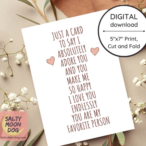 Funny Love You Card Printable Anniversary Card Card Card - Etsy
