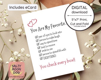 Eres mi tarjeta favorita / Tarjeta de aniversario para él / Tarjeta para ella / Tarjeta de te amo / Tarjeta de novio / Día de San Valentín / Tarjeta imprimible 23428