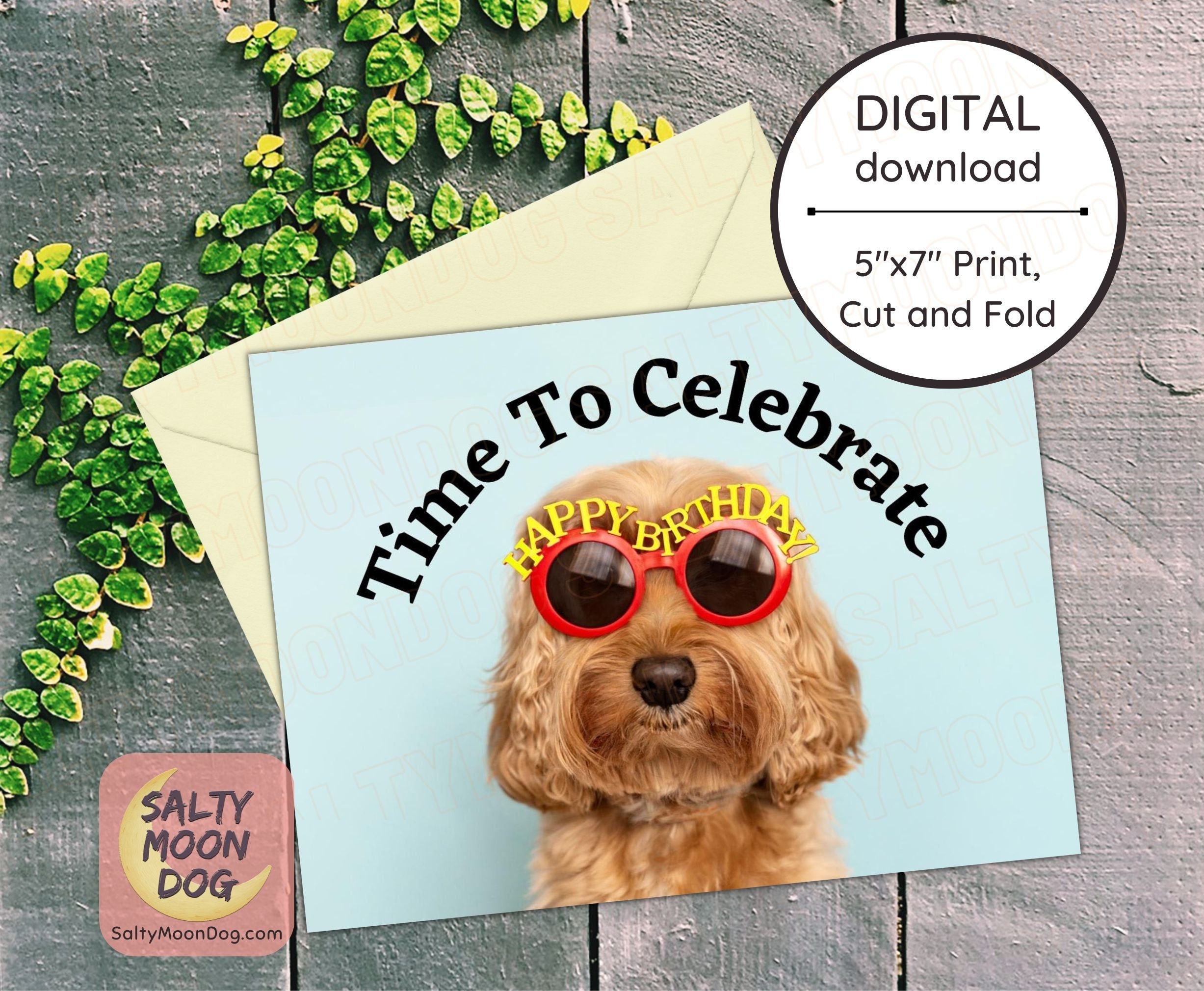 Printable Dog Birthday Card, Printable Birthday Card Funny, Digital ...