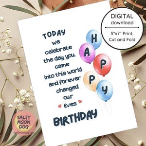 Cartão de aniversário | Em branco por dentro | Cartão de aniversário para imprimir | Aniversário do filho | Aniversário da filha | Para imprimir | Baixar | Para imprimir LJ0296