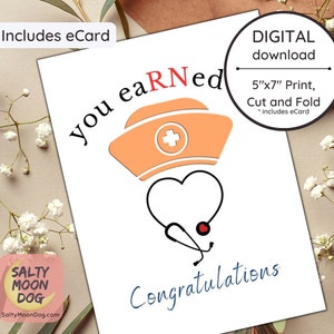 Afstudeerkaart verpleegster 2025 | RN-kaart | Afstuderen RN | Afstuderen voor verpleegster Card | Gefeliciteerd afgestudeerd verpleegkundige | Afdrukbaar downloaden: 23415