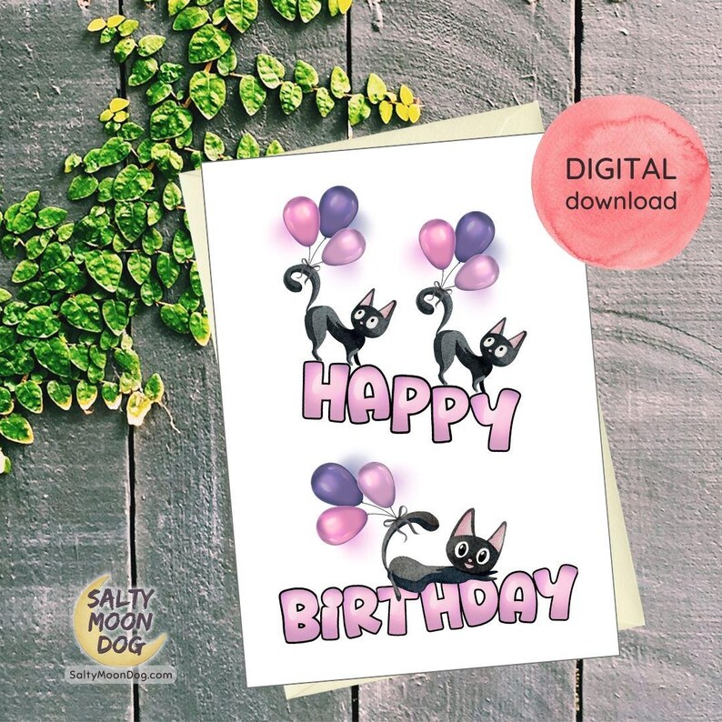 : bhiosng happy birthday card for cat lover, funny... Printable Birthday Card -cat Lover Birthday Card - Cat Bringing ...