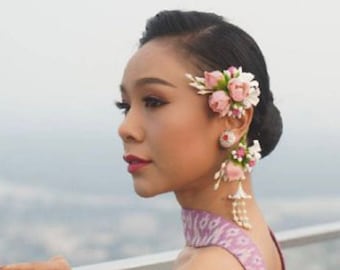 Thai Flower Bridal Ear Cuff Left Earring Made in Thailand wholesale-retail