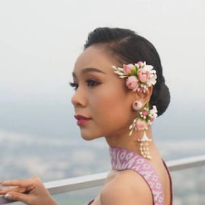 Thai Flower Bridal Ear Cuff Left Earring Made in Thailand wholesale-retail