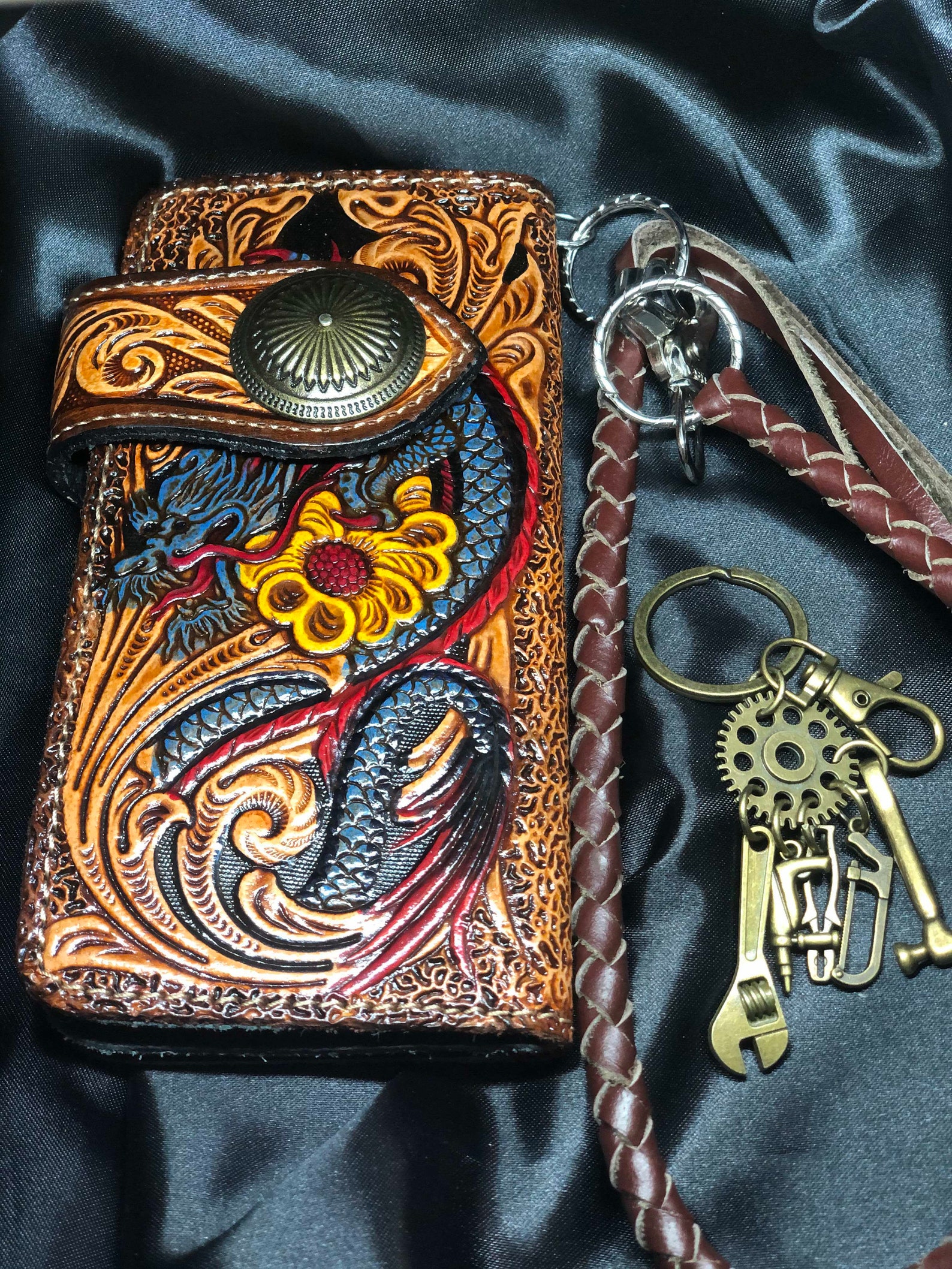 VintageBiker Wallet leather chain wallet Biker Wallet Etsy