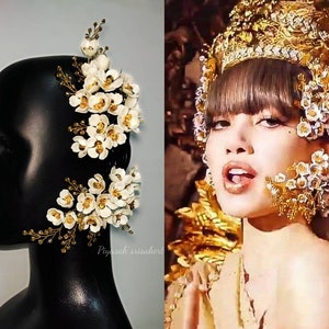 Thai Flower Bridal Ear Cuff Left Right Blackpink Lisa flower Thai earrings
