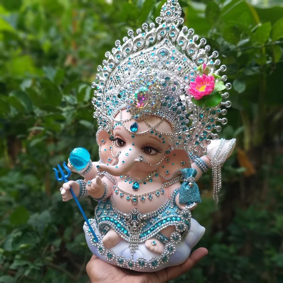 12 Inch Baby Ganesha Statue Copper Cold Casting Hindu God Puja Item 12 Inch Baby Ganesha Statue Copper Cold Casting Hindu God Puja Item