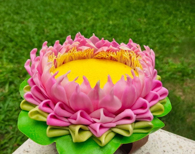 Lotus Lotus Base, Lotus Flower Base Folded, Made From Thai Clay, Size 2