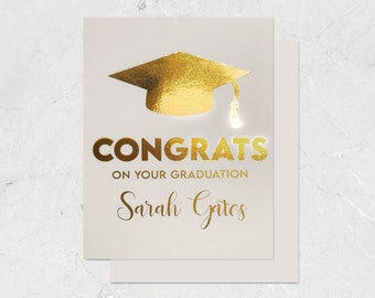 Personalized Graduation Card for College, University, High School, Real Gold Foil, Congratulations, Custom Grad Card - PRINTED FOILED CARD