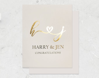 Personalized Wedding Card, Engagement Card, Anniversary Card, Bridal Shower Card, Congratulations Card, Gold, Silver - PRINTED FOILED CARD