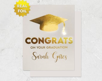 Personalized Graduation Card for College, University, High School, Real Gold Foil, Congratulations, Custom Grad Card - PRINTED FOILED CARD