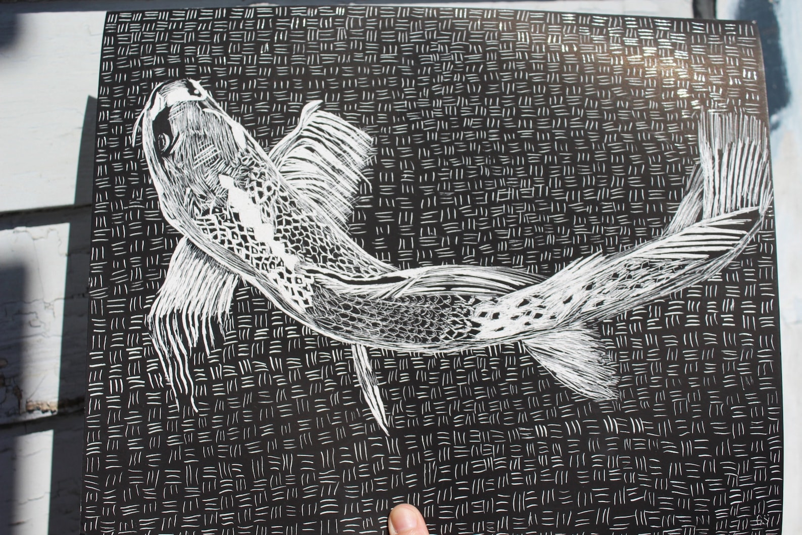 Koi Fish Scratchboard Etsy