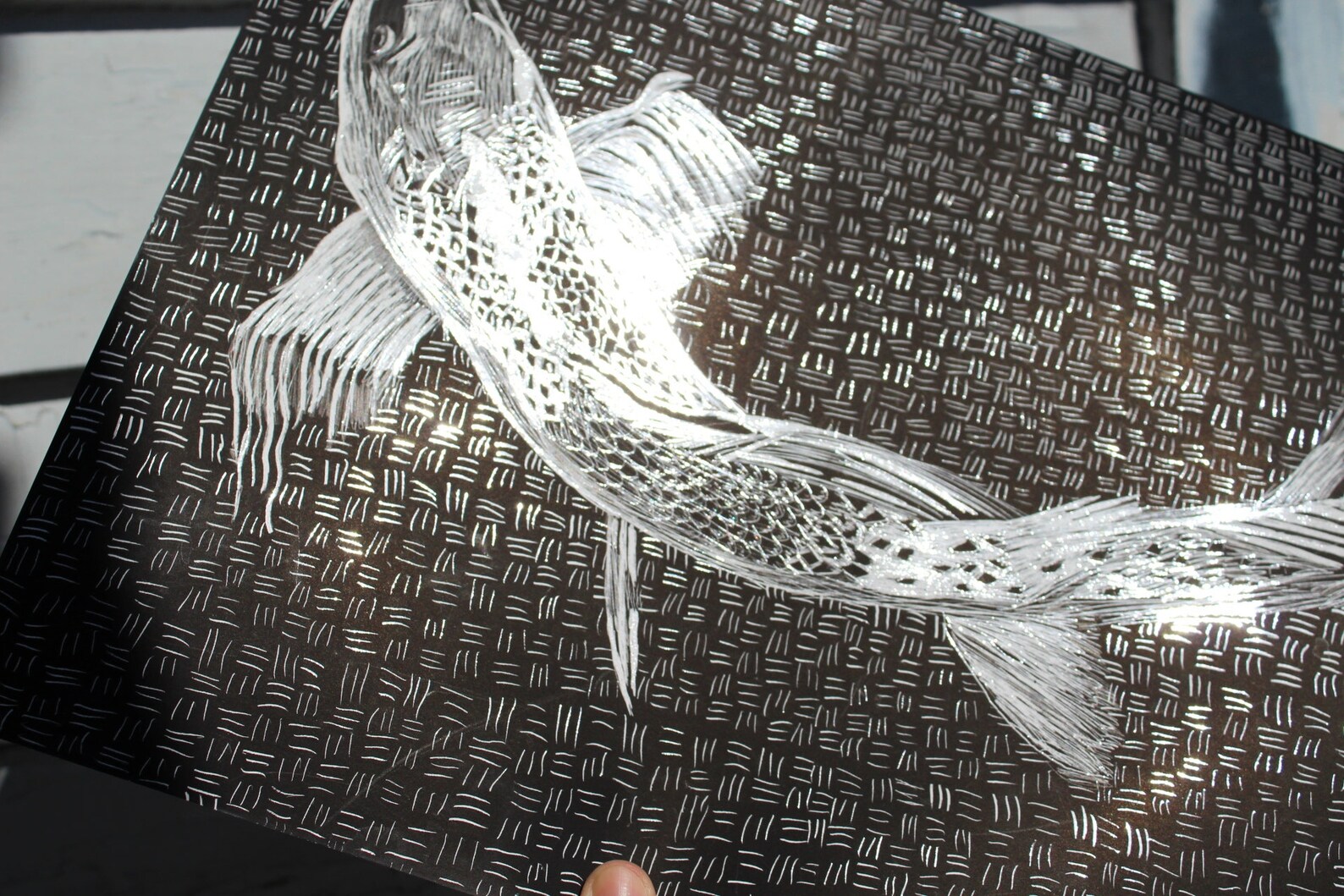 Koi Fish Scratchboard Etsy