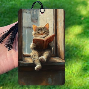 Kitten Reading Book Bookmarks, Animal Bookmarks, Laminated Bookmarks, Tween Bookmark, Booktok, Bookish Gifts, Gifts for her, Book Lover