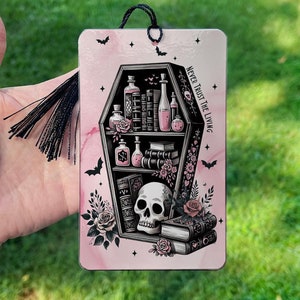 Coffin Bookmark, Never Trust The Living, Rink Gothic Bookmark, Gothic Bookmark, Booktok Bookmark, Bookish Gifts, Spooky Bookmark Halloween