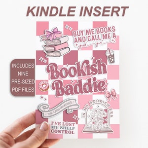 Kindle Insert for Clear Case, Paperwhite, Basic, Colorsoft, Kindle Reader, Book Lover, Kindle Stickers, Bookish Baddie, Trendy, BookTok