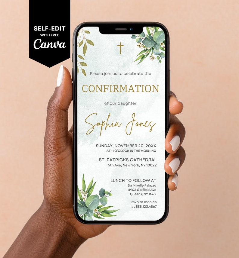 Digital Confirmation Invitation Template, Electronic Greenery ...
