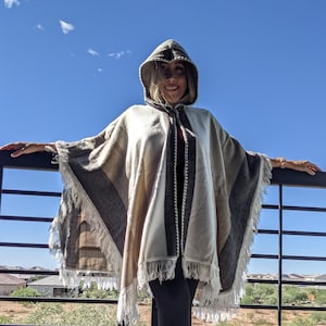 Hooded Baby Alpaca super soft wool Unisex Cowgirl Poncho handmade in Ecuador