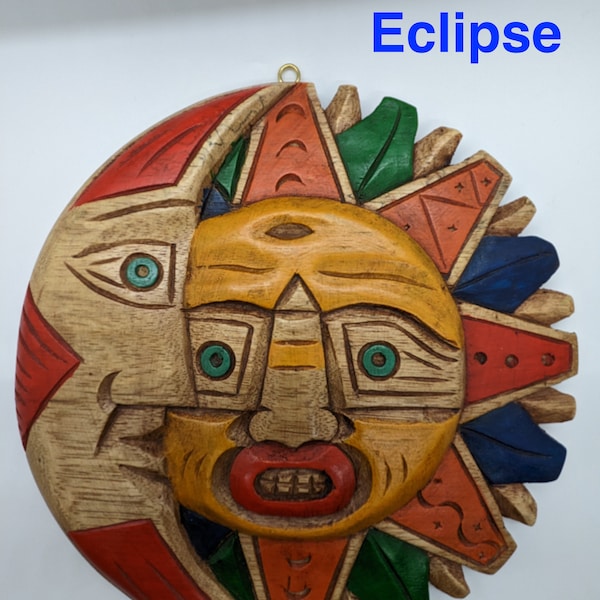 Hand carved wood Wall hangings Inca Sun God