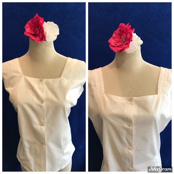 TWO Vintage 1940s 1950s sleeveless blouses shirts