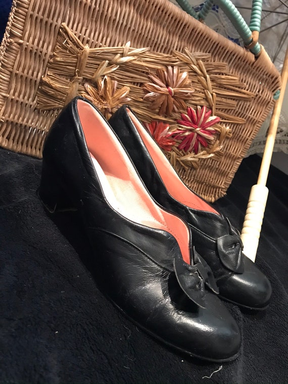 1940s 1950s vintage original black shoes