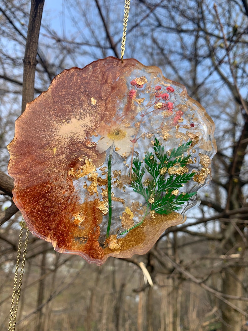 Sun Catcher Botanical Sun Catcher Floral Sun Ornaments Sun Etsy