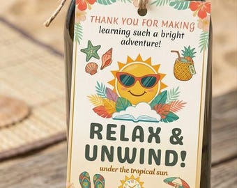 Etiquetas de regalo editables para el agradecimiento a los profesores. Etiqueta de agradecimiento "Sunshine". Etiqueta de fin de curso de verano. Plantilla digital imprimible para niño.