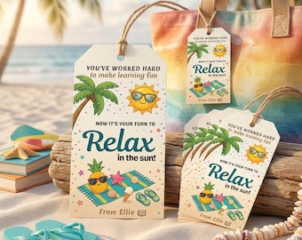 Etiquetas de regalo editables para el agradecimiento a los profesores. Etiqueta de agradecimiento "Sunshine". Etiqueta de fin de curso de verano. Plantilla digital imprimible para niño.