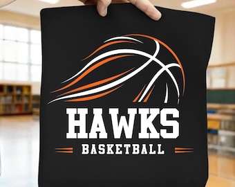 Baloncesto de los Hawks PNG / Logotipo de equipo deportivo Clipart / Emblema de baloncesto PNG / Diseño de mascota atlética / Gráfico de sublimación imprimible